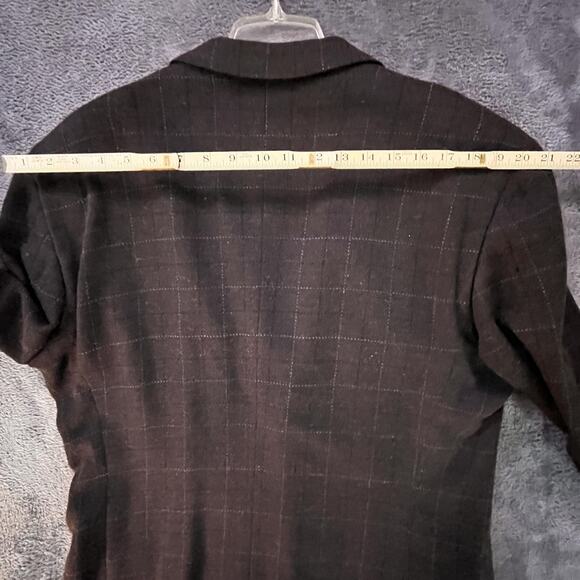 Giorgio Armani Le Collezioni Wool Windowpane Blazer Brown 40R Italy Vintage - Picture 10 of 16